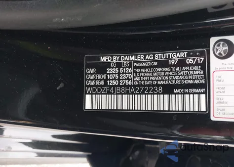 2017 Mercedes-Benz E 300 из США, поврежденный, VIN WDDZF4JB8HA272238